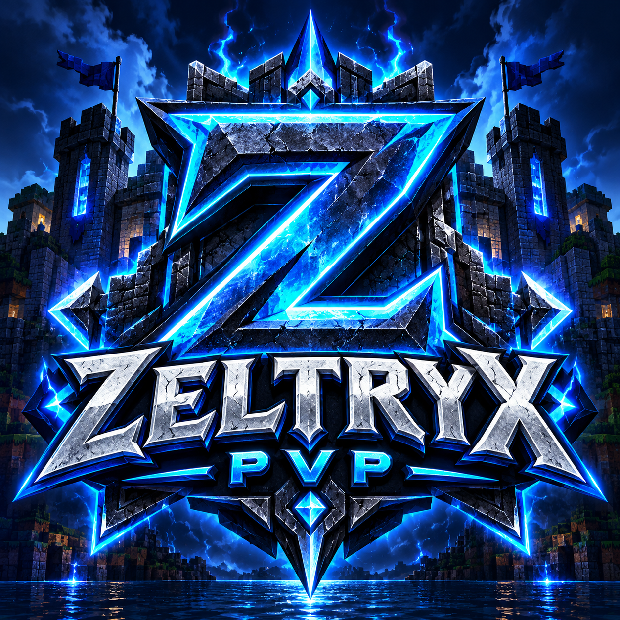 ZeltryxPvP blue lightning and stone emblem